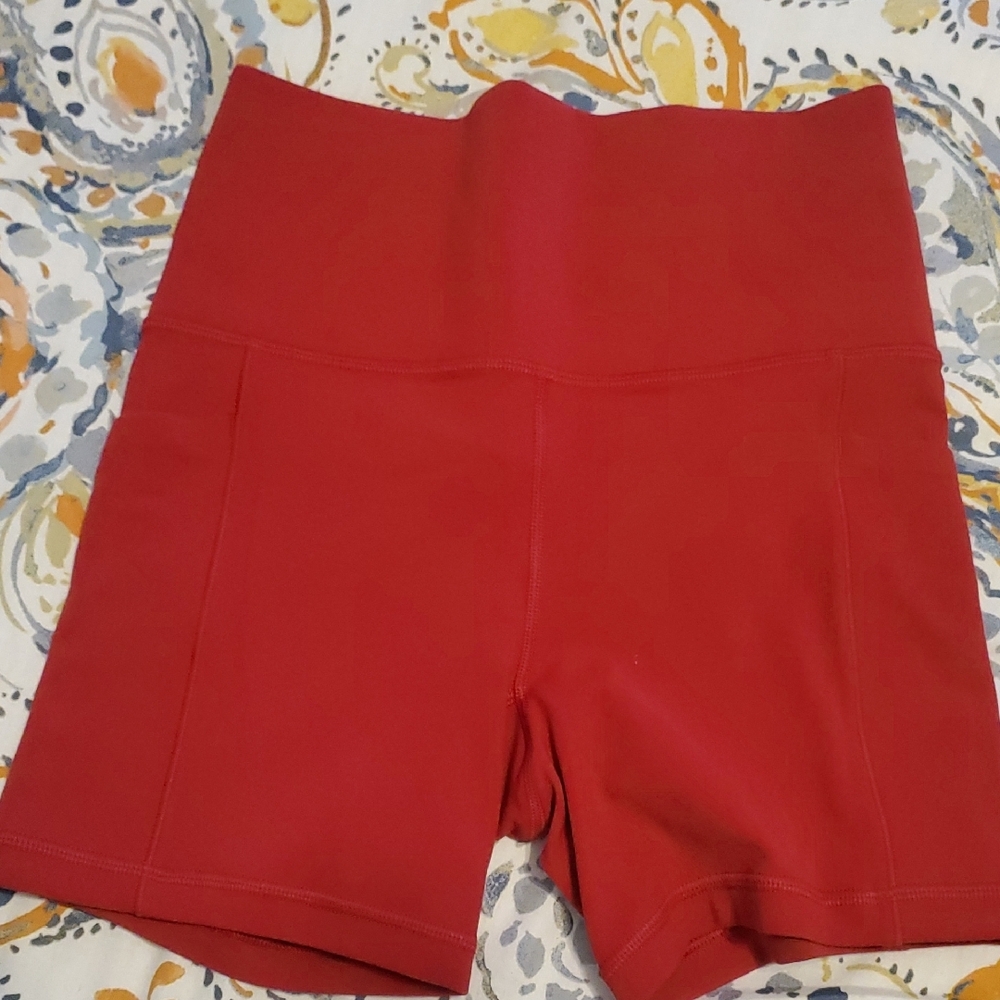 Athleta High Waist Red Athletic Shorts